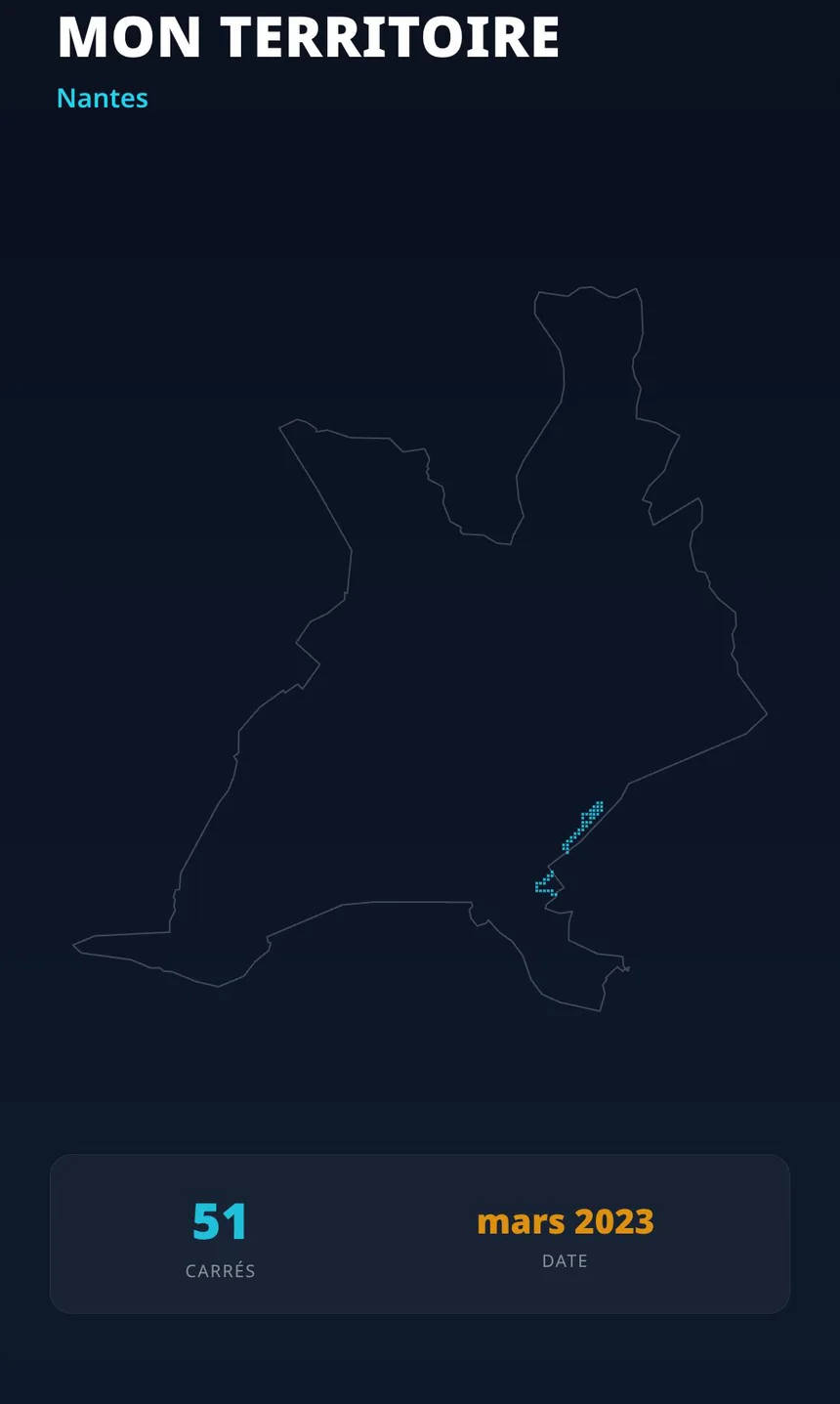 Territoire au démarrage : quelques carrés isolés